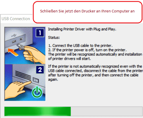 Schließen Sie nun den Drucker an Ihren Computer an.