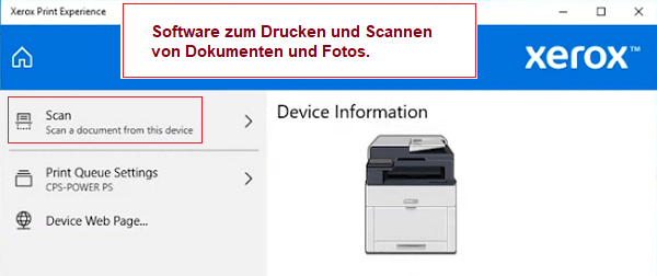Software zum Drucken und Scannen von Dokumenten und Fotos.