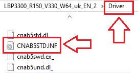 Öffnen Sie diesen Ordner und prüfen Sie, ob die Datei ...\Driver\CNAB5STD.INF vorhanden ist