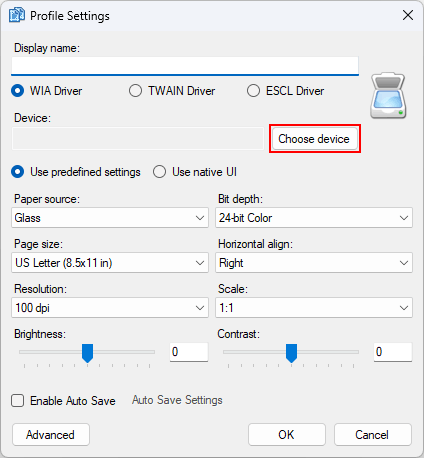 Beim ersten Start fordert das Programm Sie auf, ein Scanprofil zu erstellen