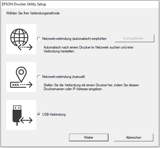 2 Screenshots der Schritte zur Installation des EPSON L18050-Druckertreibers