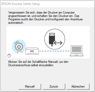 3 Screenshots der Schritte zur Installation des EPSON L18050-Druckertreibers